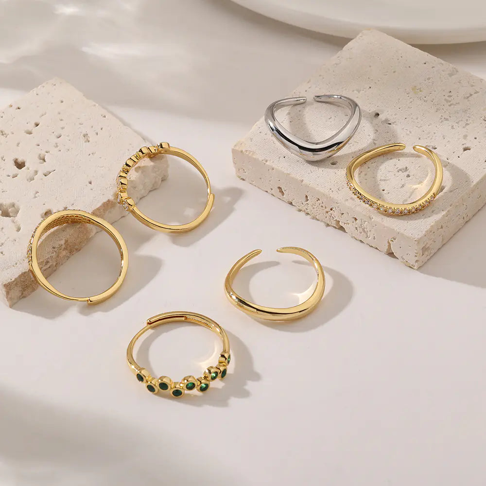 Trendy 925 Sterling Silver CZ Adjustable Rings
