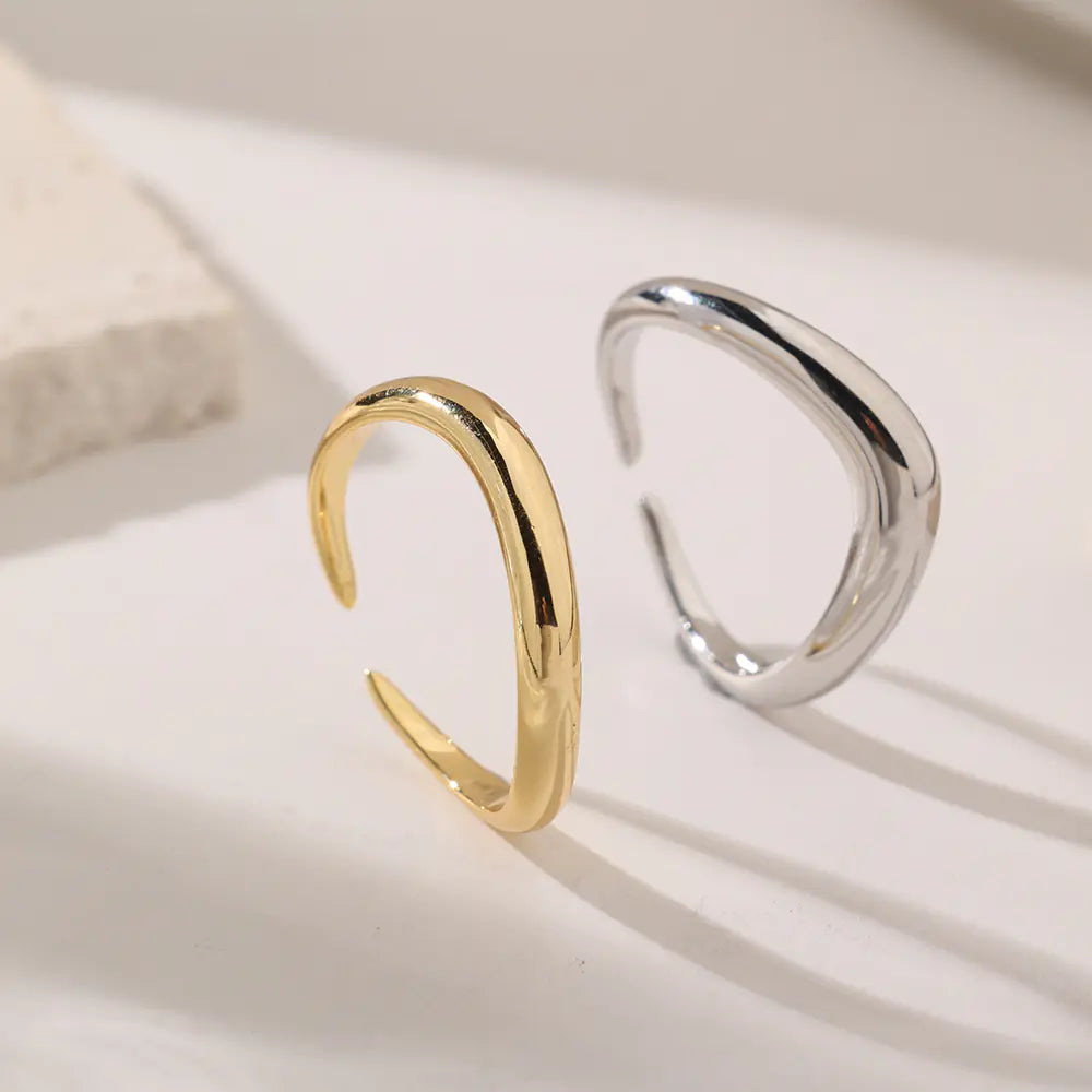Plain Sterling 925 Silver Adjustable Gold Rings