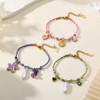 Colorful Braided Shell Charm Bracelet Adjustable