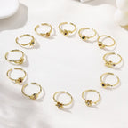Adjustable Various Flower Design Brass Rings