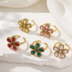 Brass CZ Flower Styles Ladies Rings