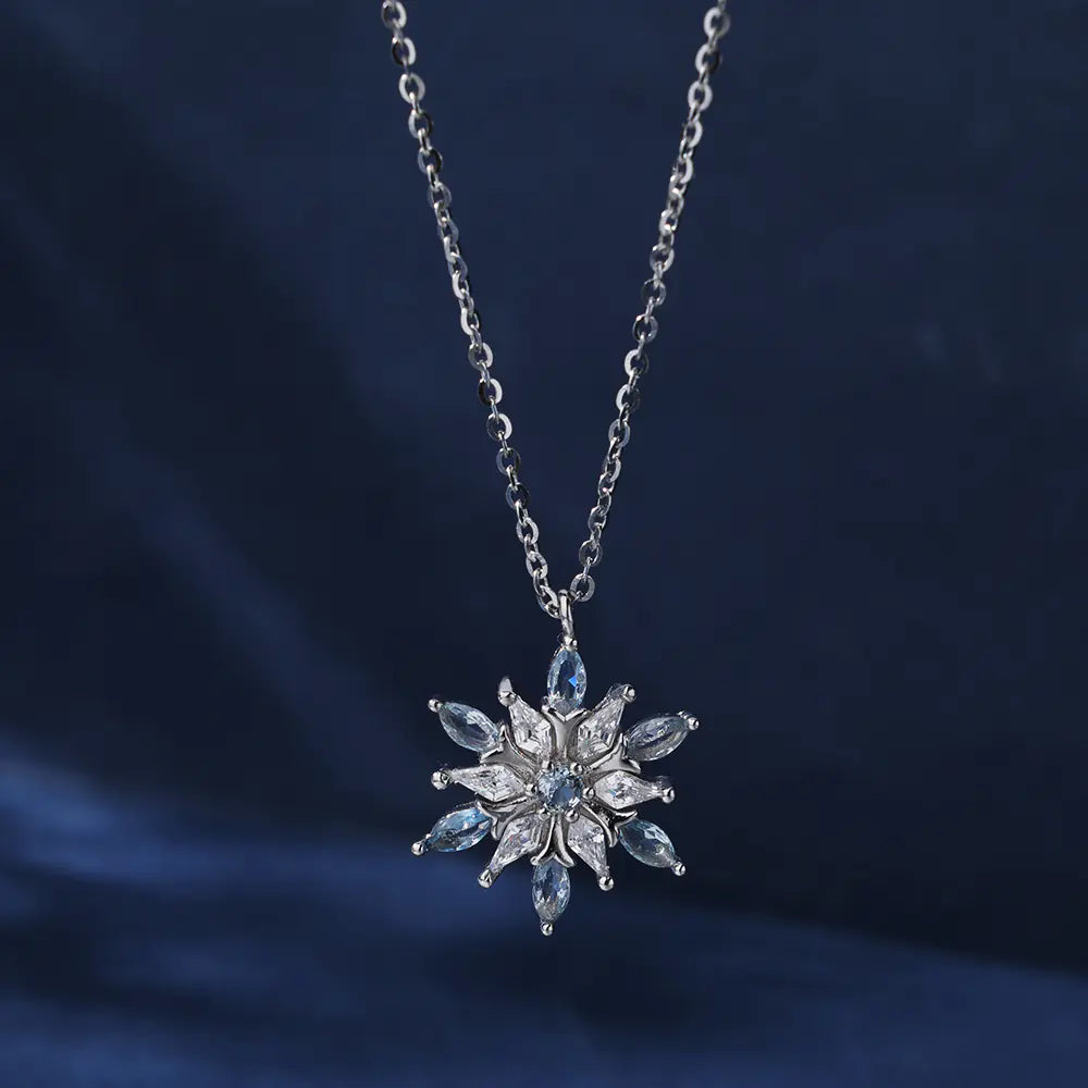 Custom S925 Sterling Silver Snowflower Necklace