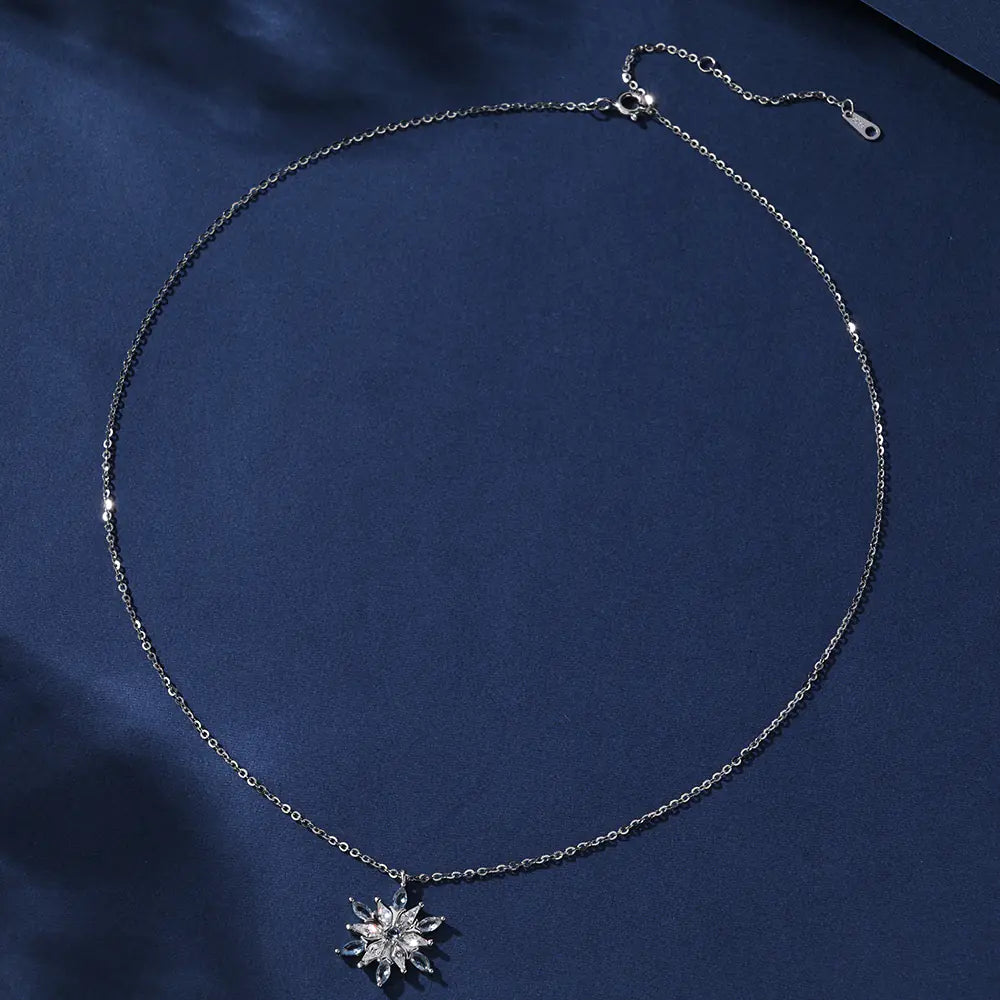 Custom S925 Sterling Silver Snowflower Necklace