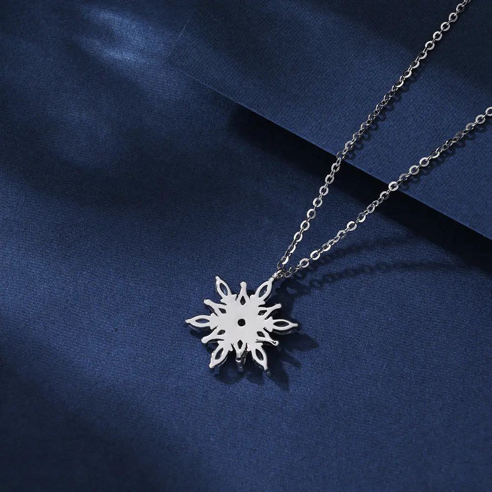 Custom S925 Sterling Silver Snowflower Necklace