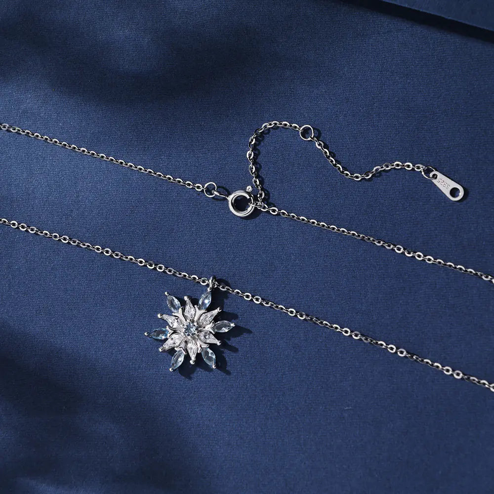 Custom S925 Sterling Silver Snowflower Necklace