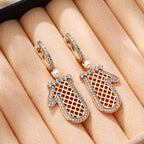 Grid Pearls Inlaid Diamonds Christmas Earrings
