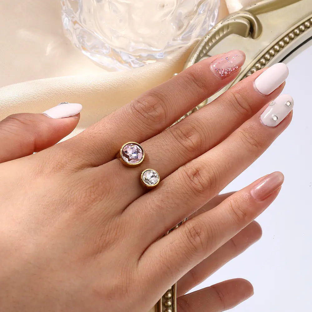 Gold Plated Hexagon Shape Stainless Steel Adujstable Rings