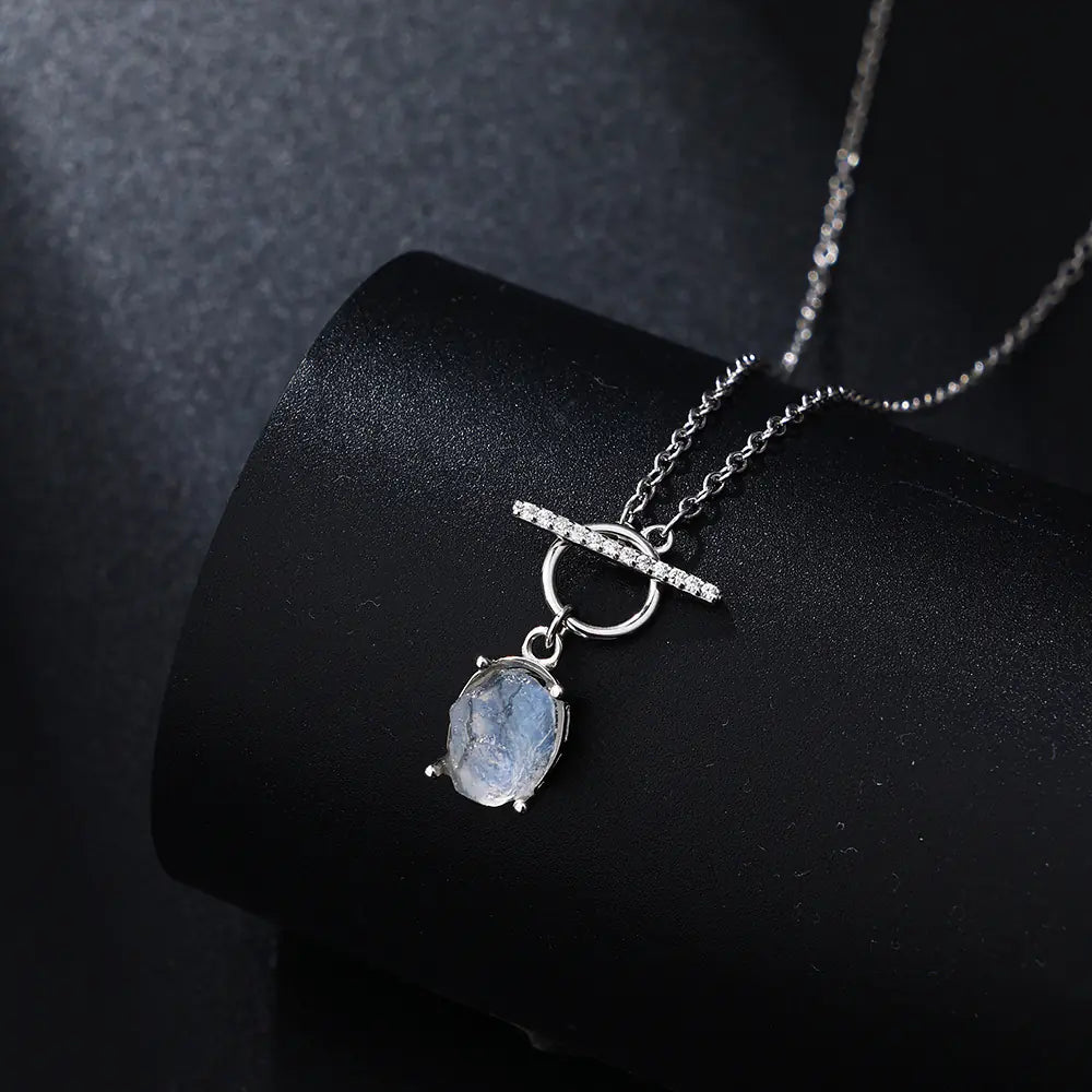 New 925 Sterling Silver Moonstones CZ Necklace Chain
