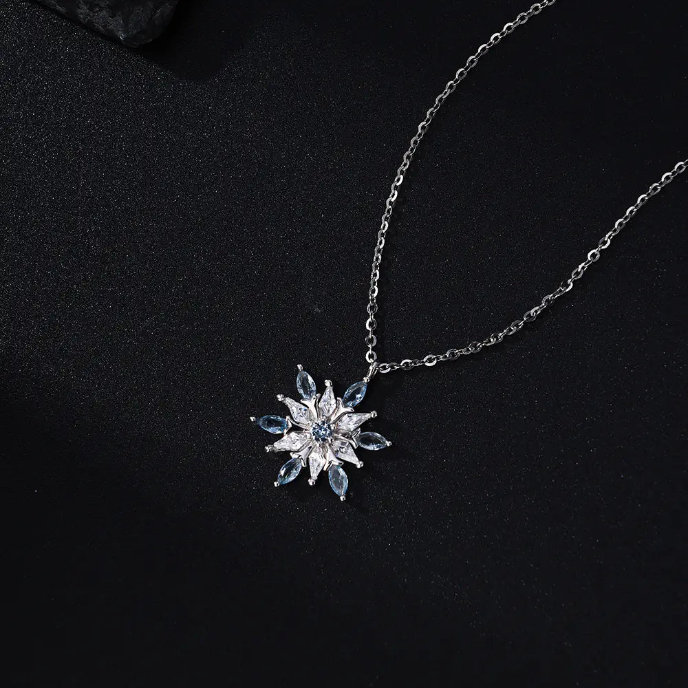 Custom S925 Sterling Silver Snowflower Necklace