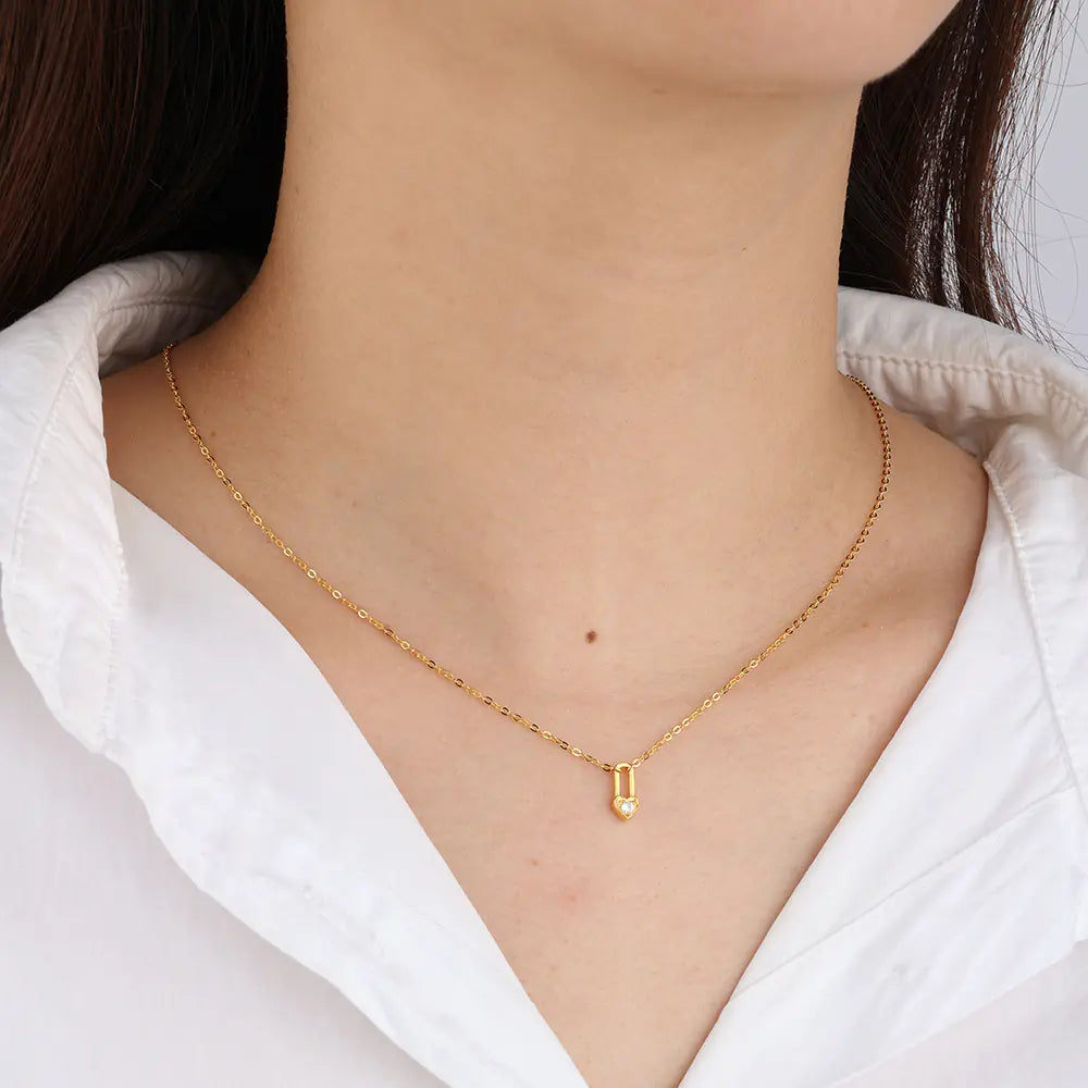 S925 Dancy Silver Love Lock Necklace