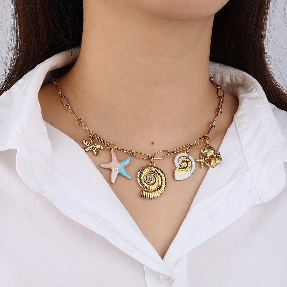 18k Gold-plated Stainless Steel Shell Necklace