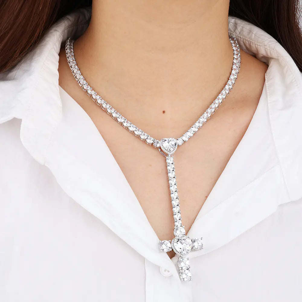 Fashion Brass CZ Cross Pendant Necklaces