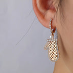 Grid Pearls Inlaid Diamonds Christmas Earrings