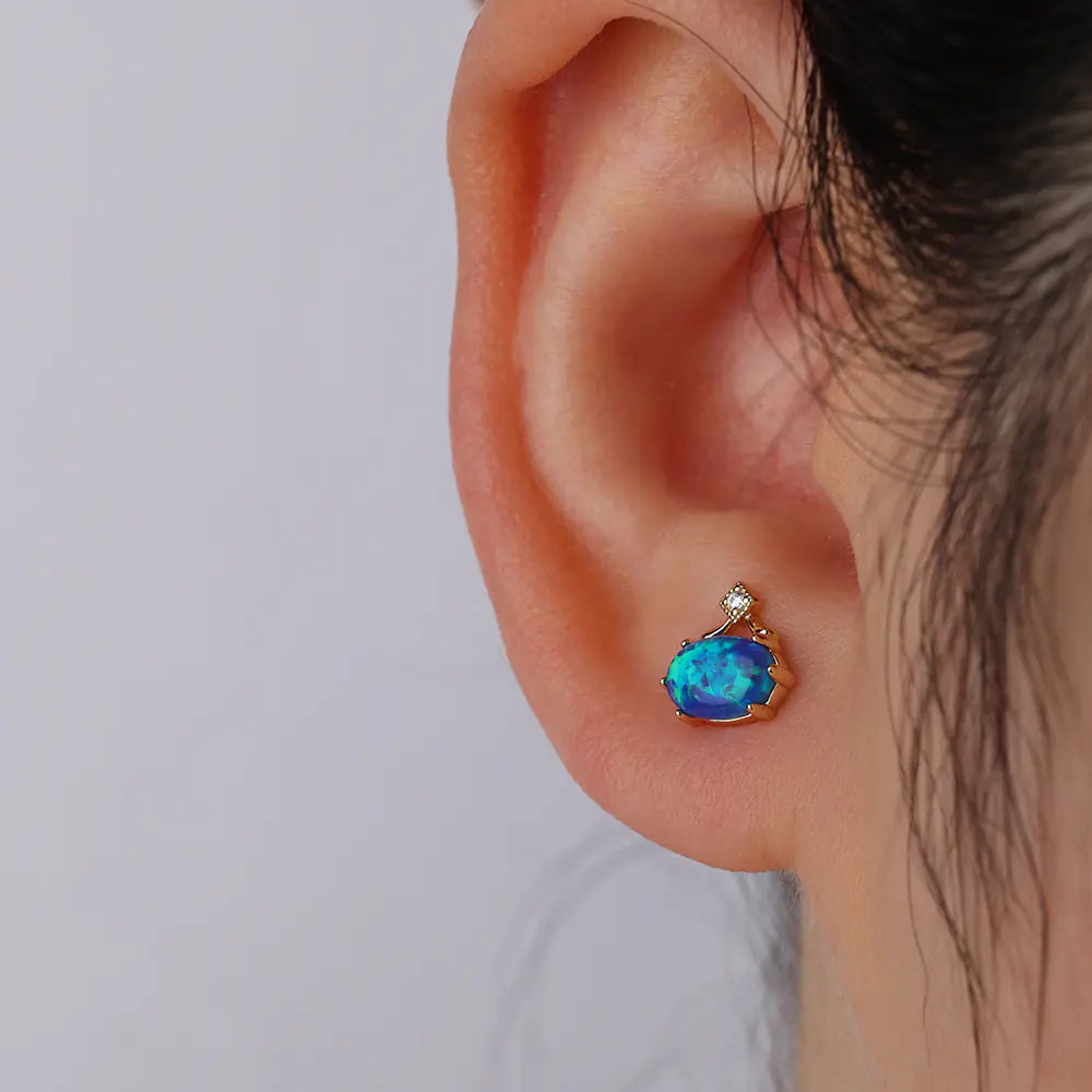 S925 Blue Opal Vintage Earrings Available