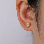 S925 Egg Shape Design Opal Earrings Supplier