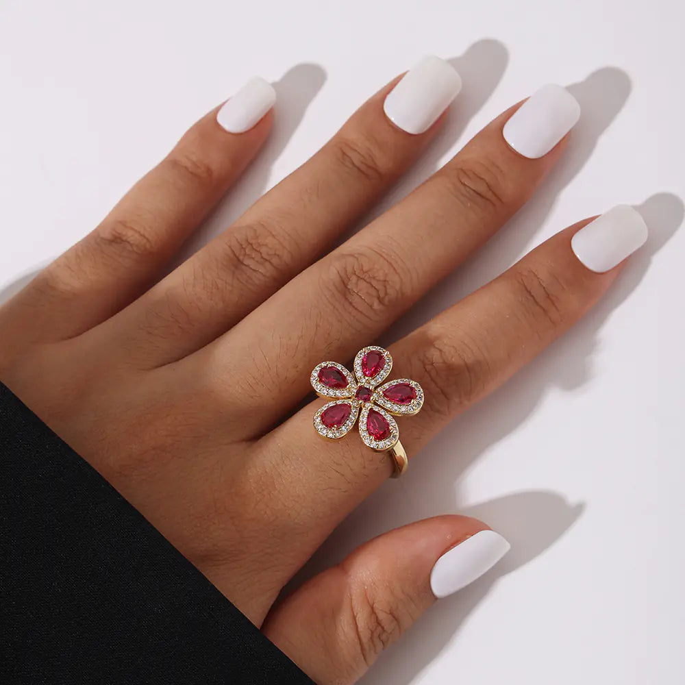 Brass CZ Flower Styles Ladies Rings