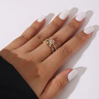 Colored CZ Flower Brass Opening Rings