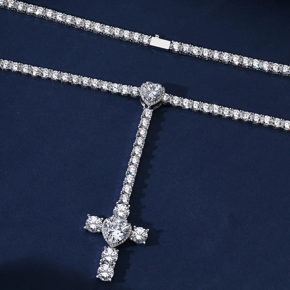 Fashion Brass CZ Cross Pendant Necklaces