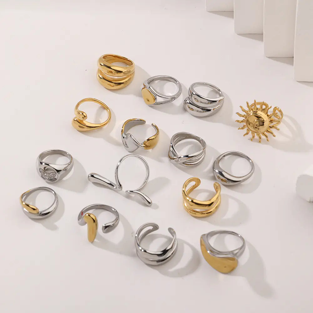 Adjustable Stainless Steel Geometric Wire Line Ring
