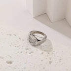 Custom Flower Stainless Steel Engraved Rings