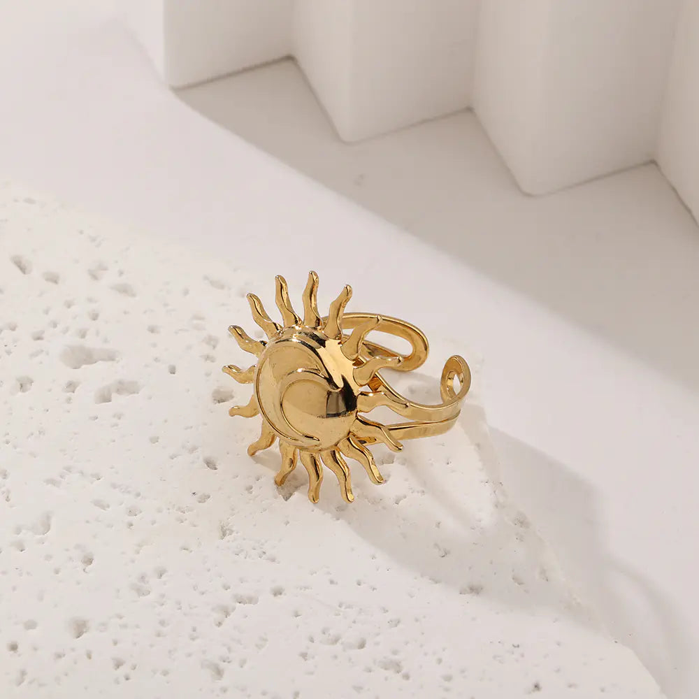 Stainless Steel Sun Flower Shape Irregular Ring