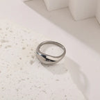 Fashionable Plain Water Drop Stainless Steel Ring