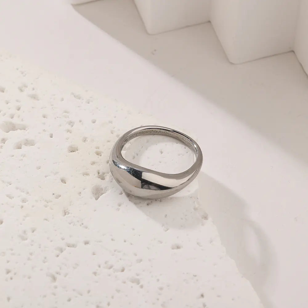Fashionable Plain Water Drop Stainless Steel Ring