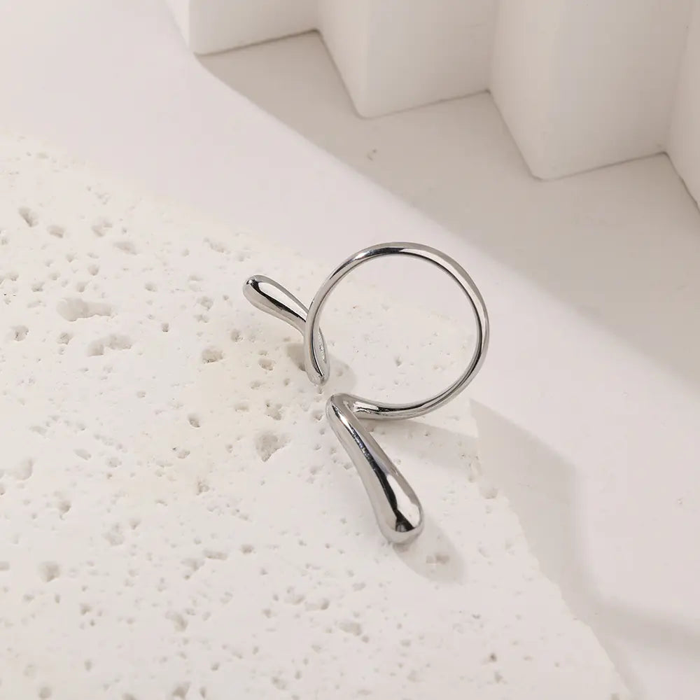 Simplez Irregular Line Stainless Steel Open Ring