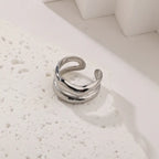 Glossy Irregular Stainless Steel Open Ring