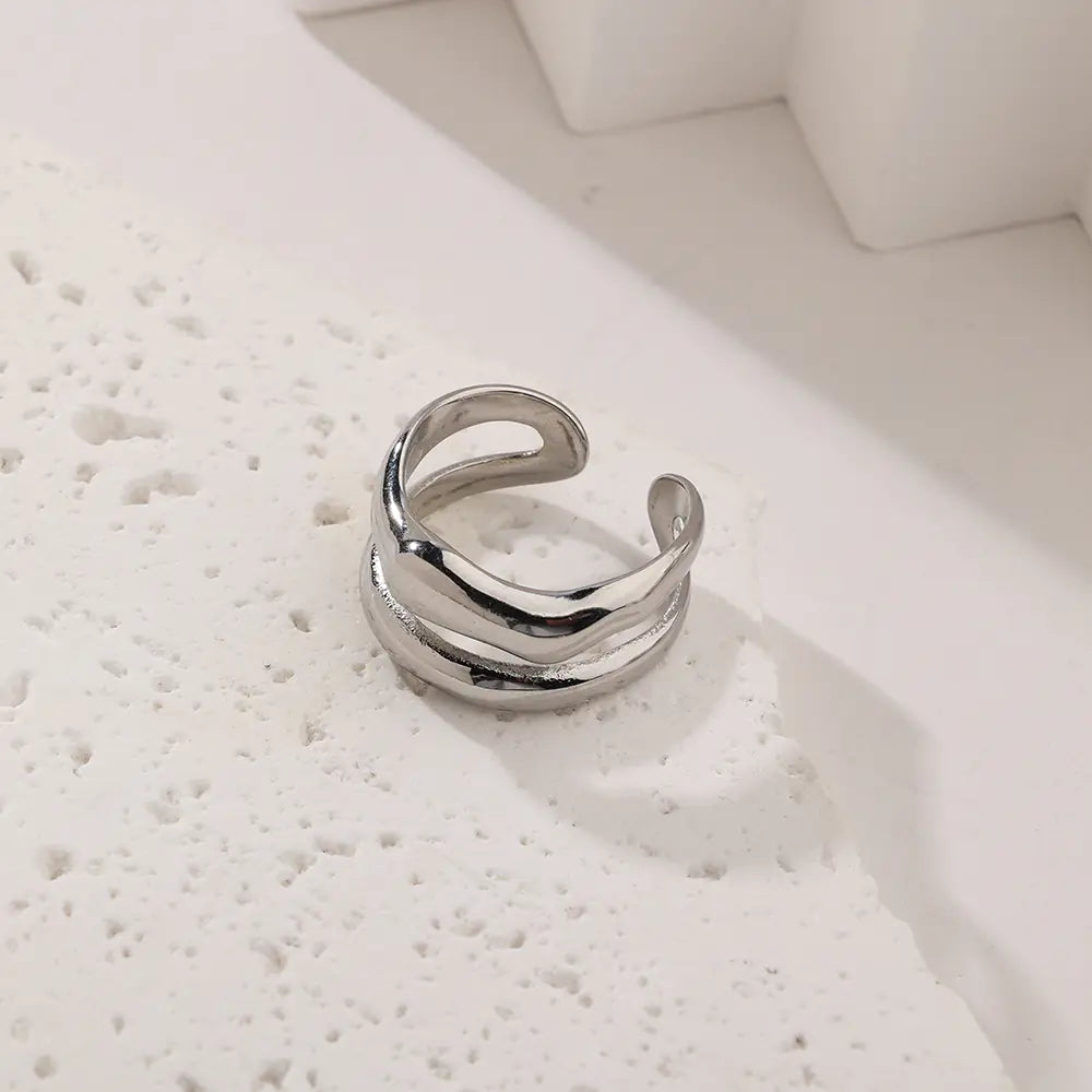 Glossy Irregular Stainless Steel Open Ring