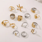 Stainless Steel Marine Threaded Shell Starfish Open Ring