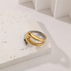 Stainless Steel Irregular Line Adjustable Ring
