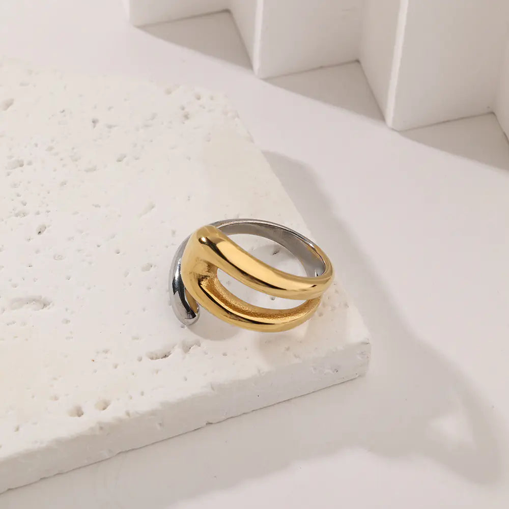 Stainless Steel Irregular Line Adjustable Ring