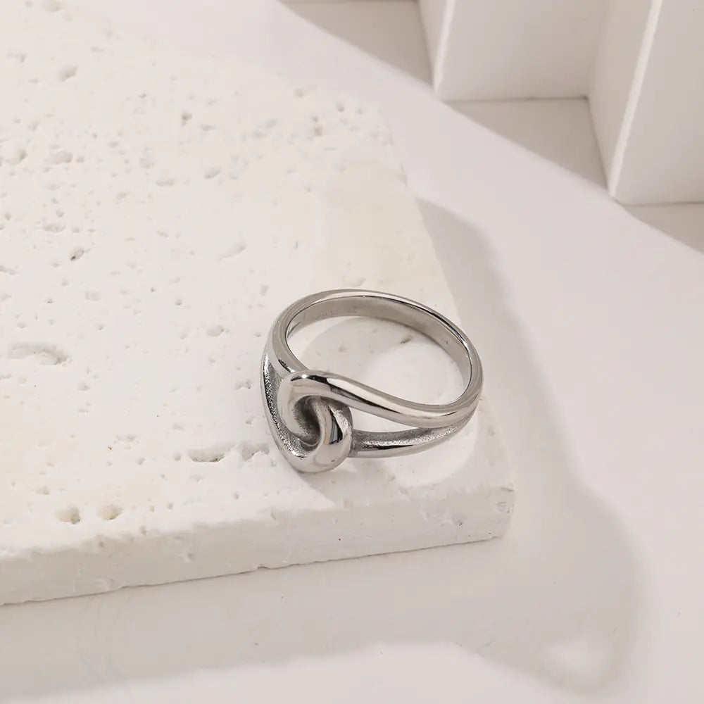 Light Luxury Stainless Steel Line Cross Ring