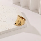 Exaggerated Glossy Signet Ring Plated Stainless Steel Rings