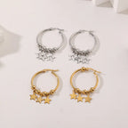 Fashion Star Hoop Earrings Stainless Steel Gift Jewelry