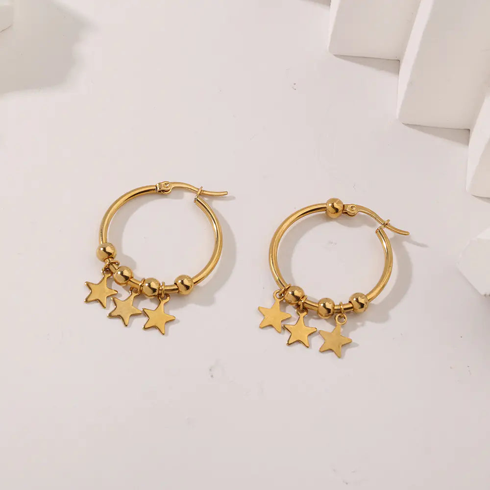 Stainless Steel Earrings With Star Drop Earrings