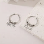 Fashion Star Hoop Earrings Stainless Steel Gift Jewelry