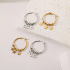 Fashion Star Hoop Earrings Stainless Steel Gift Jewelry