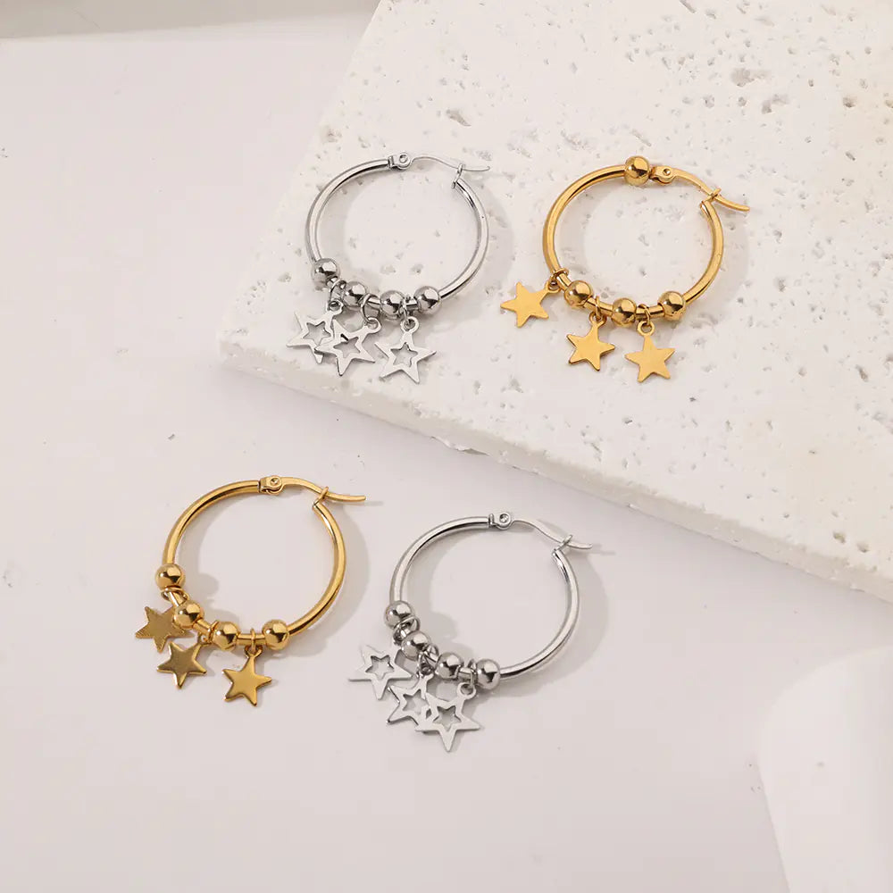 Fashion Star Hoop Earrings Stainless Steel Gift Jewelry