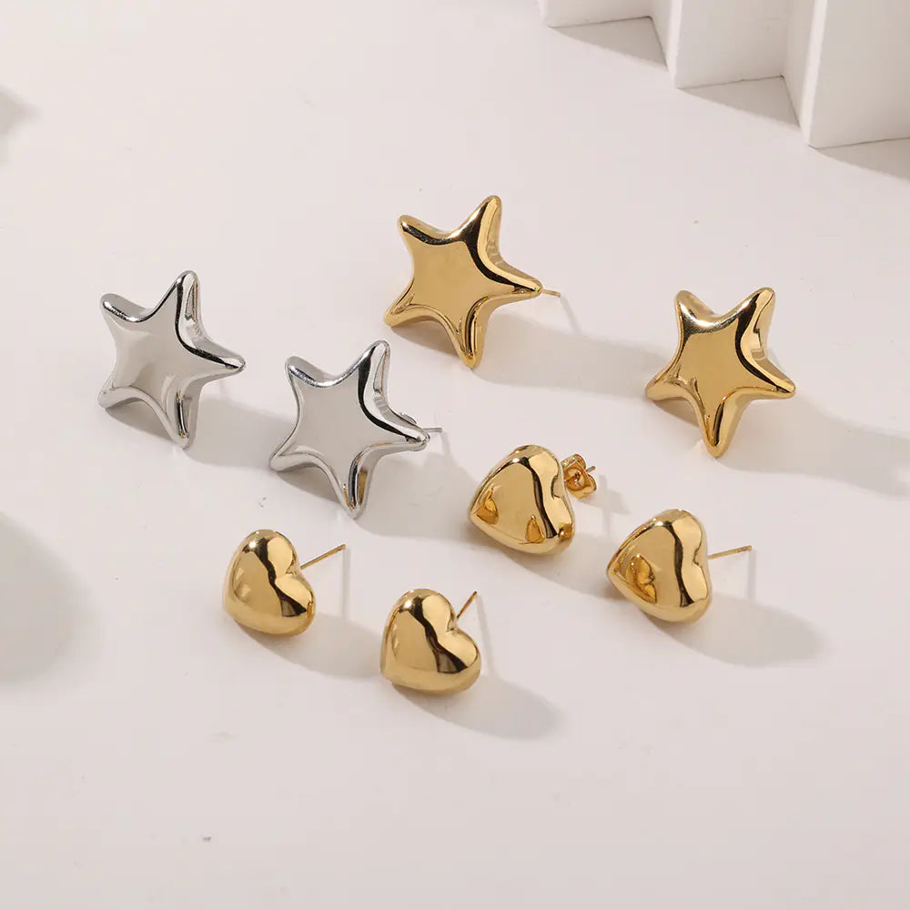 Fashionable Stainless Steel Five-Pointed Star Earrings