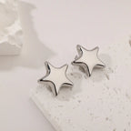 Fashionable Stainless Steel Five-Pointed Star Earrings