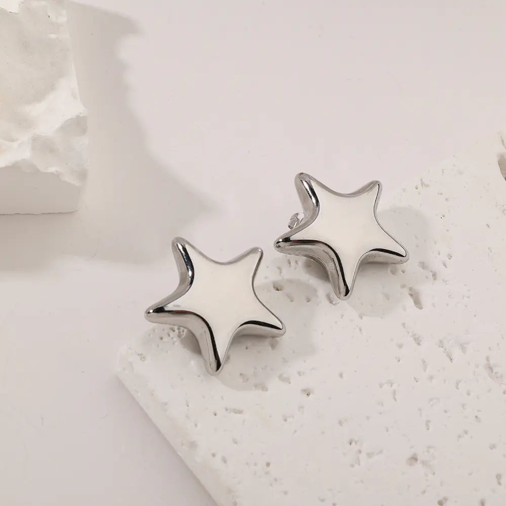 Fashionable Stainless Steel Five-Pointed Star Earrings