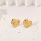 Stainless Steel Heart Texture Earrings