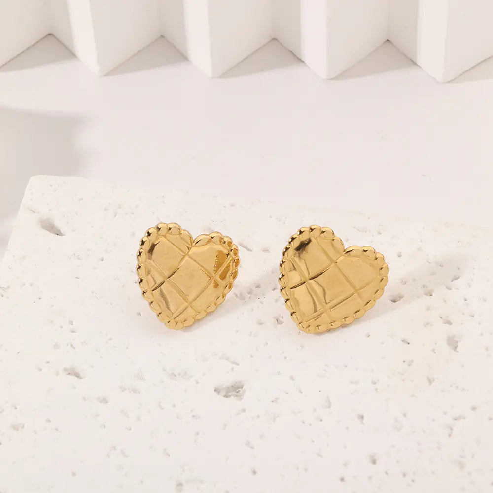 Stainless Steel Heart Texture Earrings