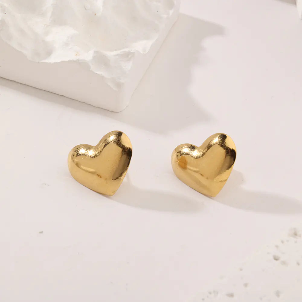 Flat Heart Stainless Steel Earrings For Women And Men
