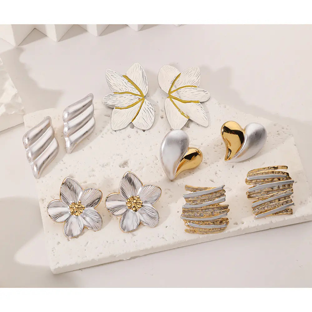 Fashion Stainless Steel Flower Non-fading Unique Earring