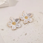 Exquisite Flower Design Gold Plated Stainless Steel Stud Earrings