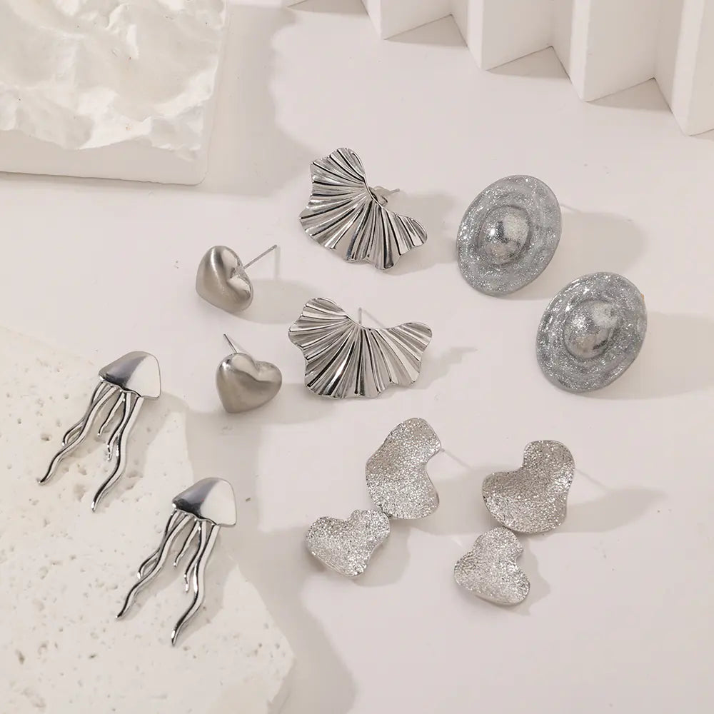 Stainless Steel Wrinkle Texture Bowknot Jewelry Dainty Earrings