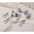 Stainless Steel White Gold Unique Stone Shape Earrings